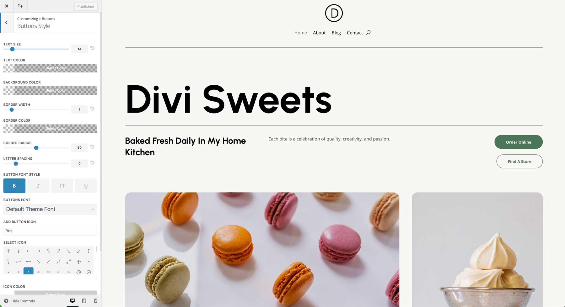 sweets starter site for Divi