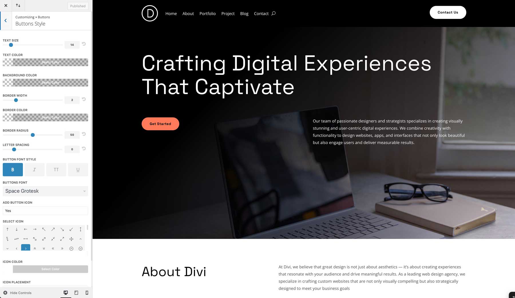 Web Design starter site for Divi
