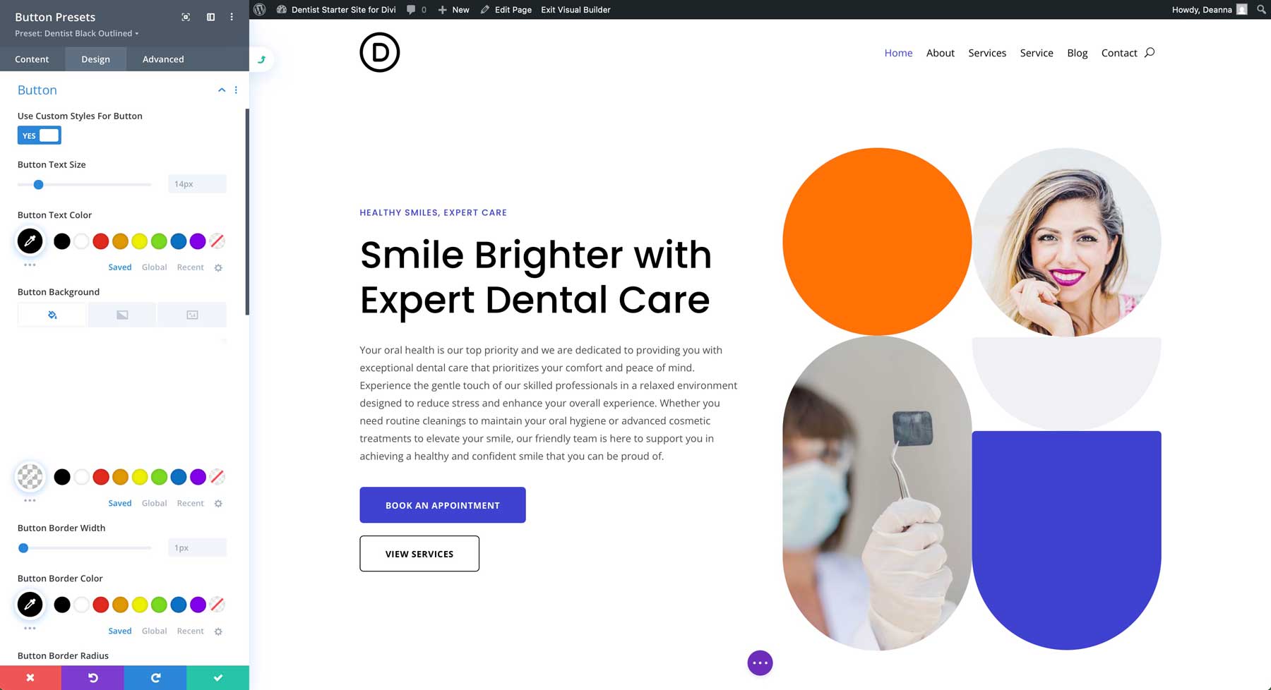 Dentist starter site for Divi