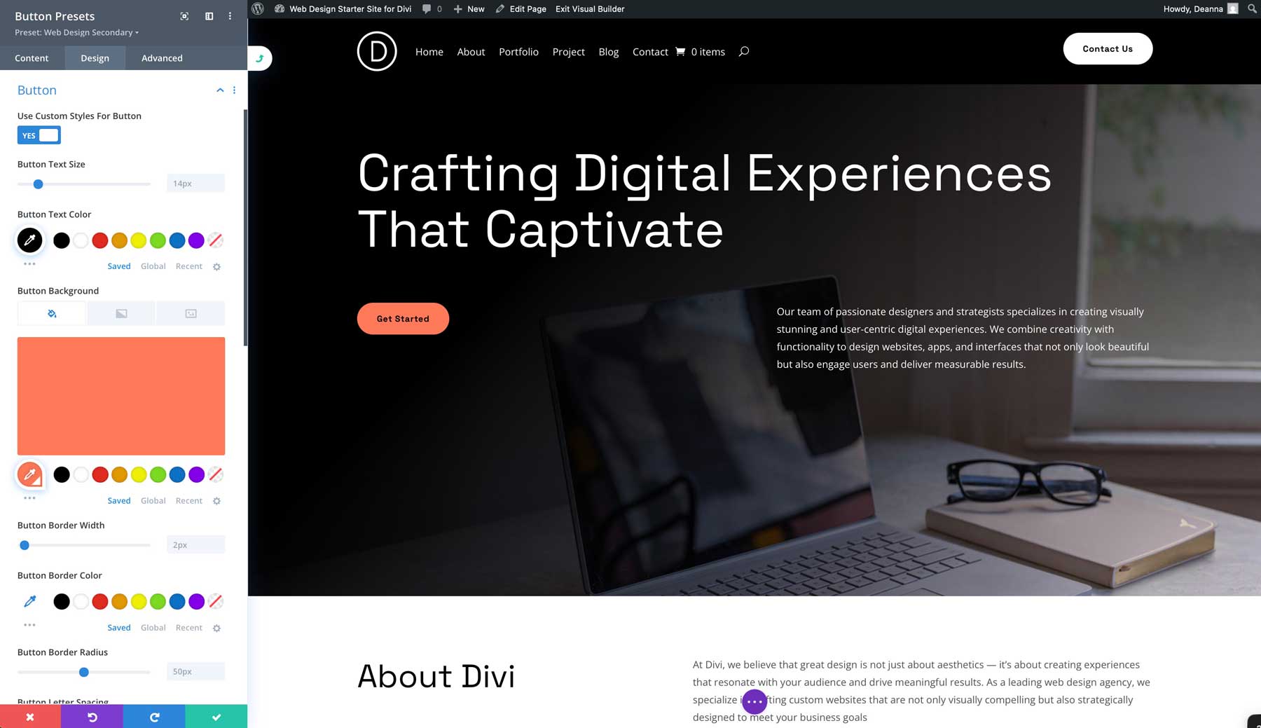 Web Design starter site for Divi