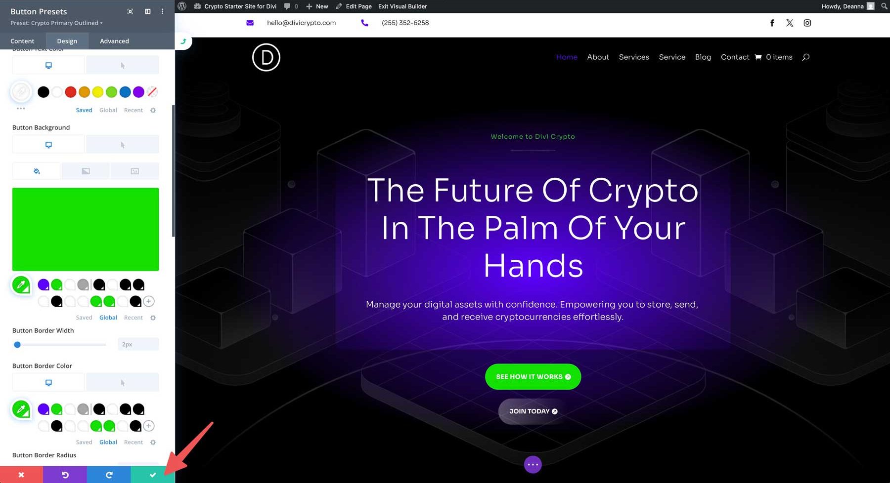 crypto starter site for Divi