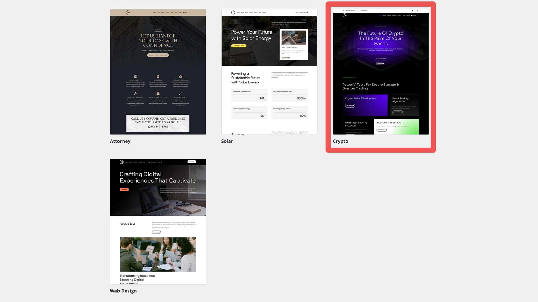 crypto starter site for Divi