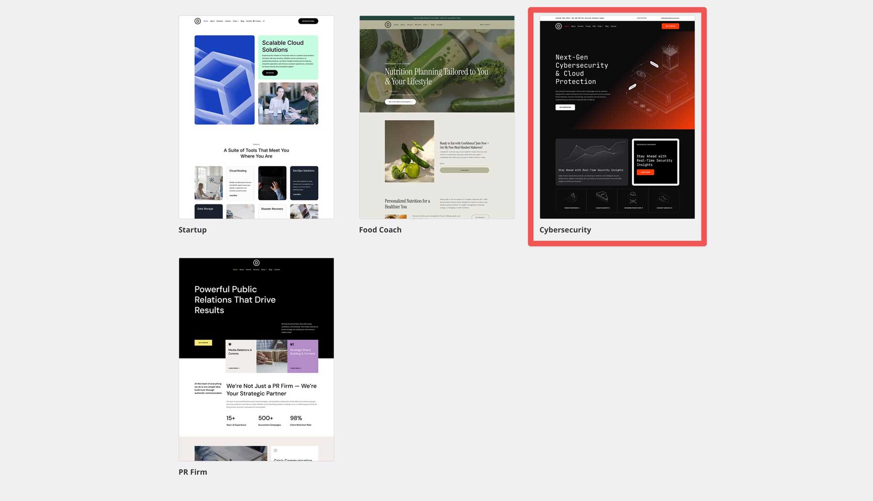 cybersecurity starter site for Divi