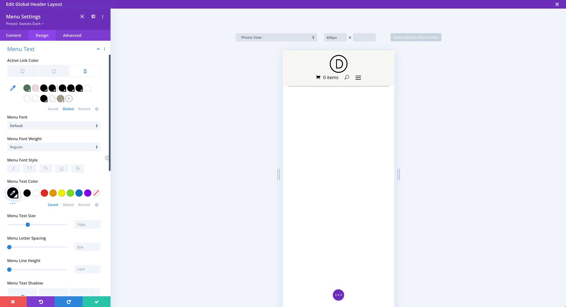 sweets starter site for Divi