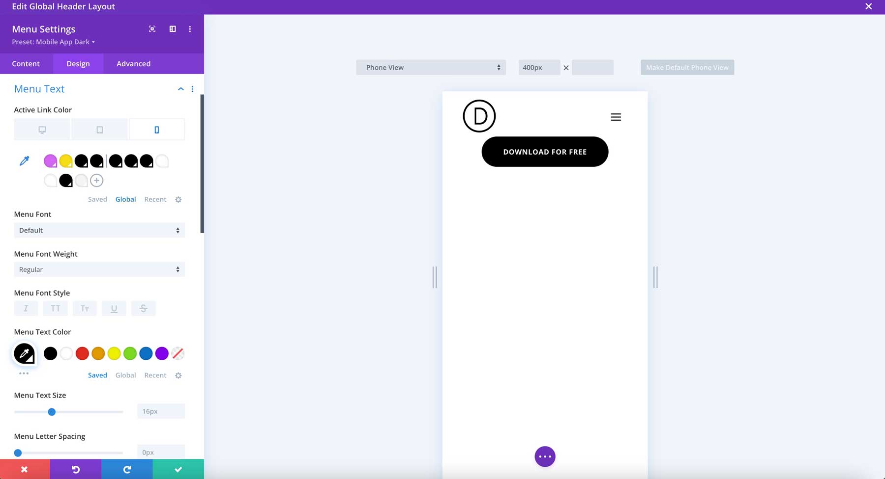 mobile app starter site for Divi
