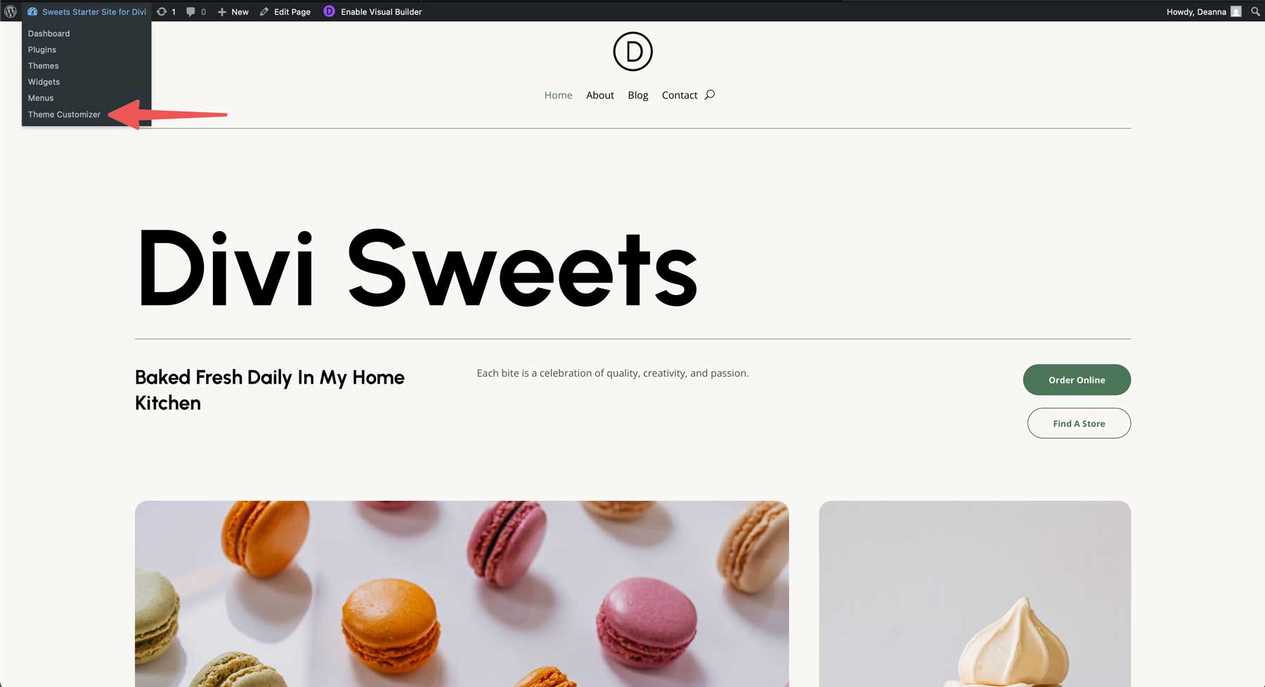 sweets starter site for Divi