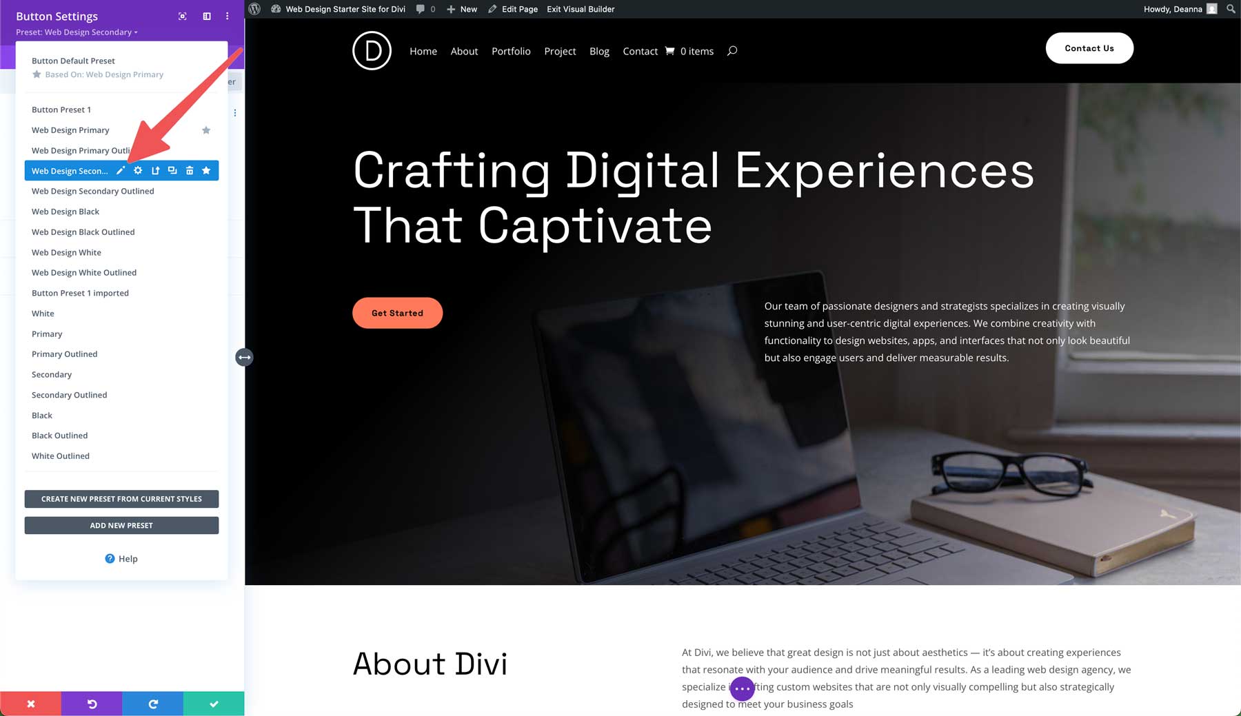 Web Design starter site for Divi