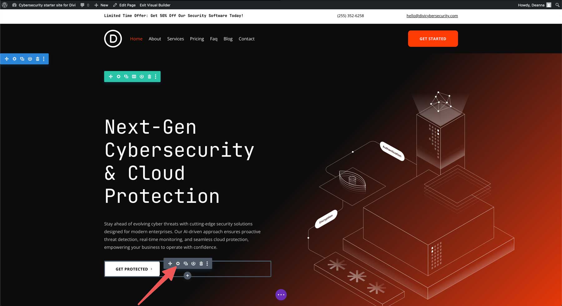 cybersecurity starter site for Divi