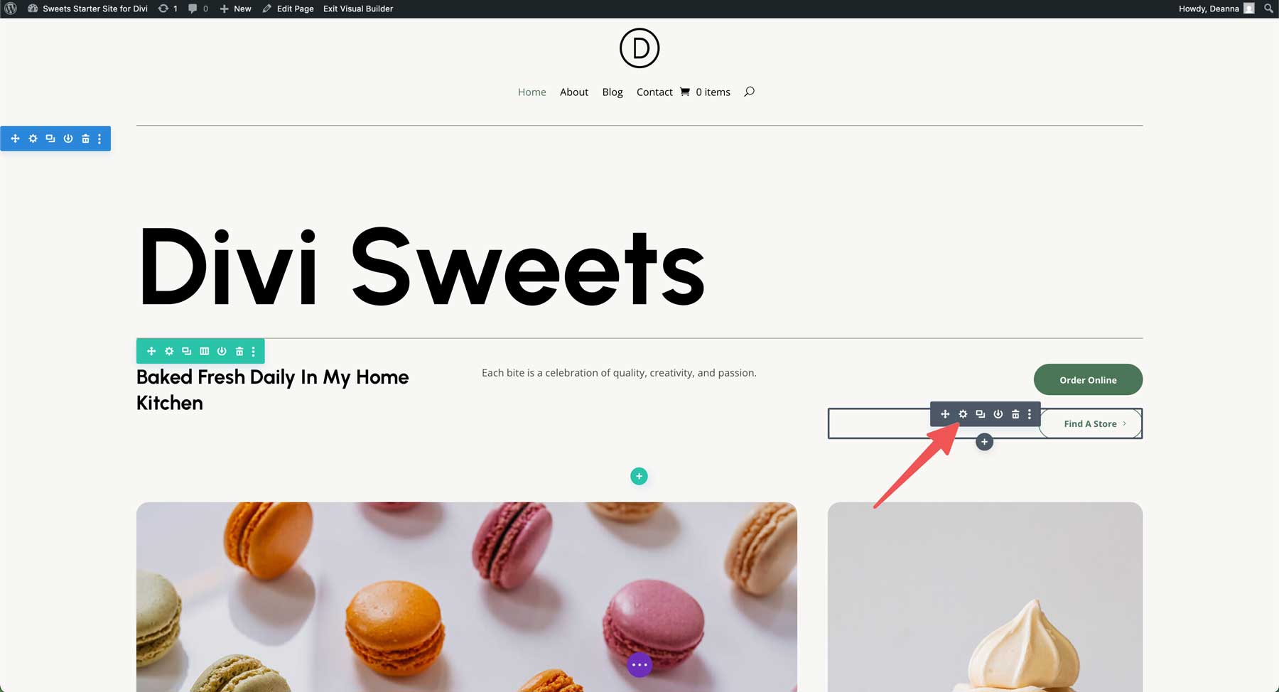 sweets starter site for Divi