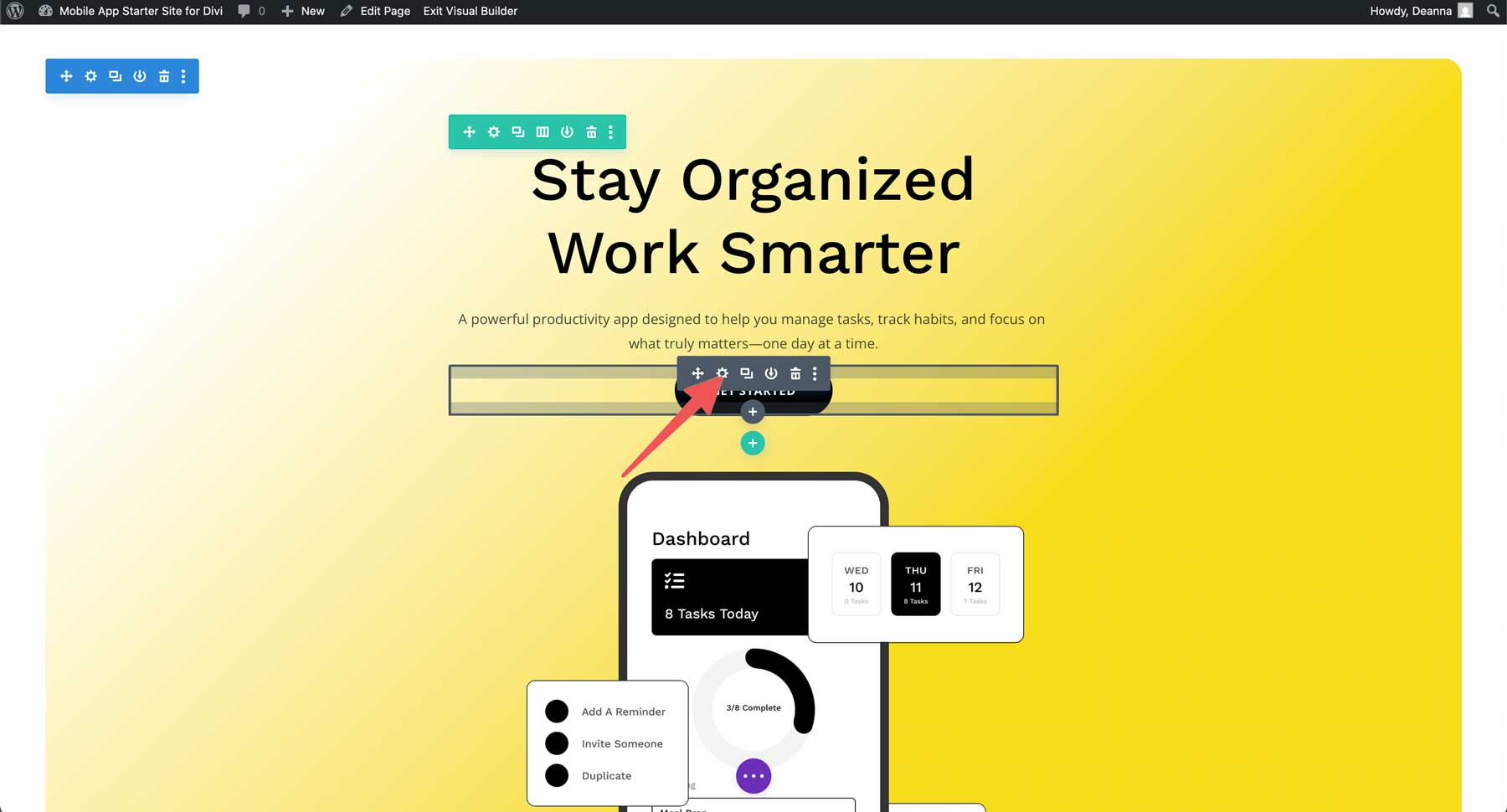 mobile app starter site for Divi