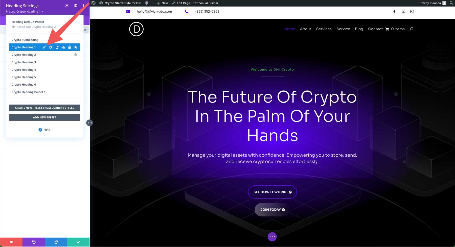 crypto starter site for Divi