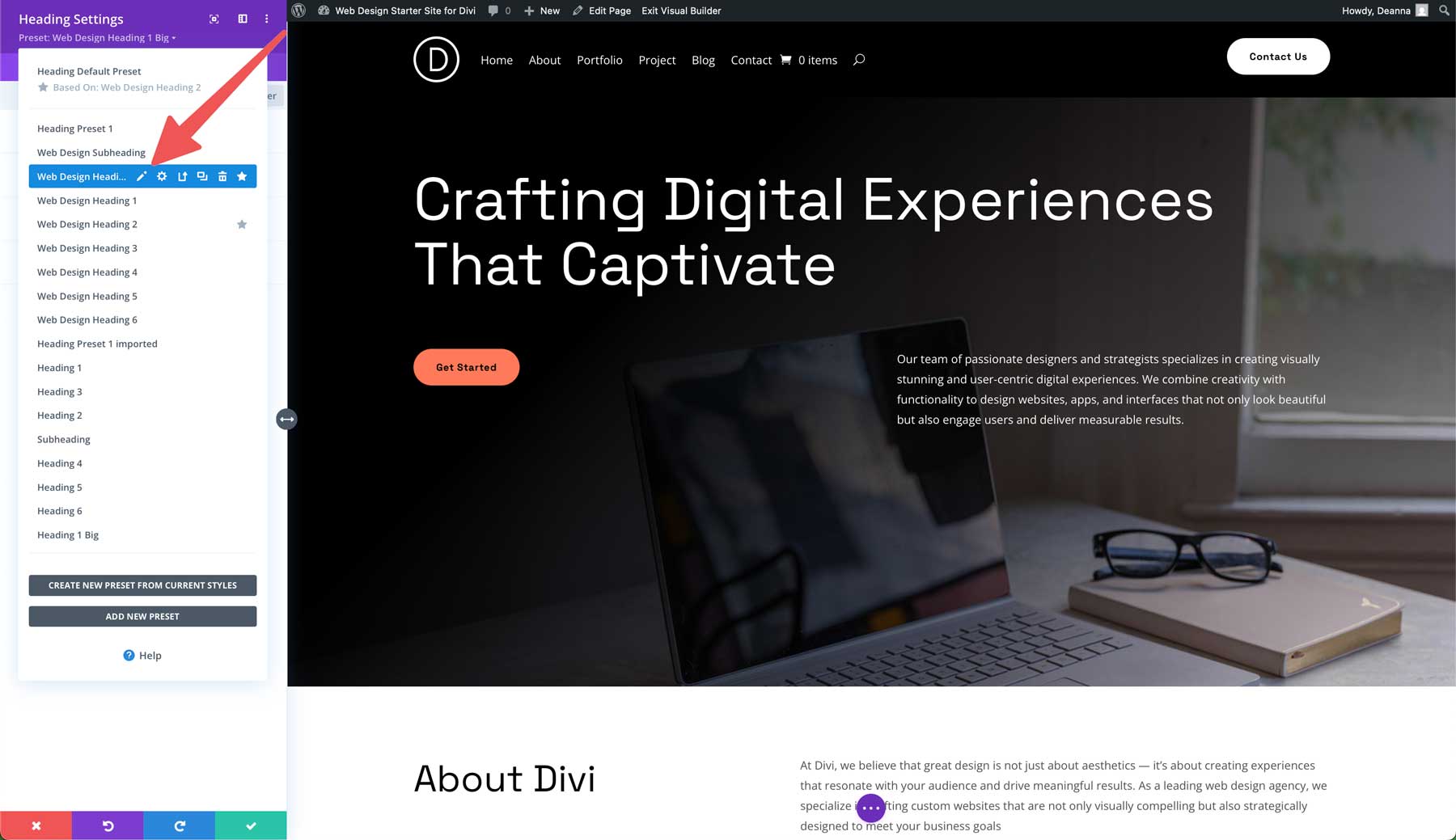 Web Design starter site for Divi