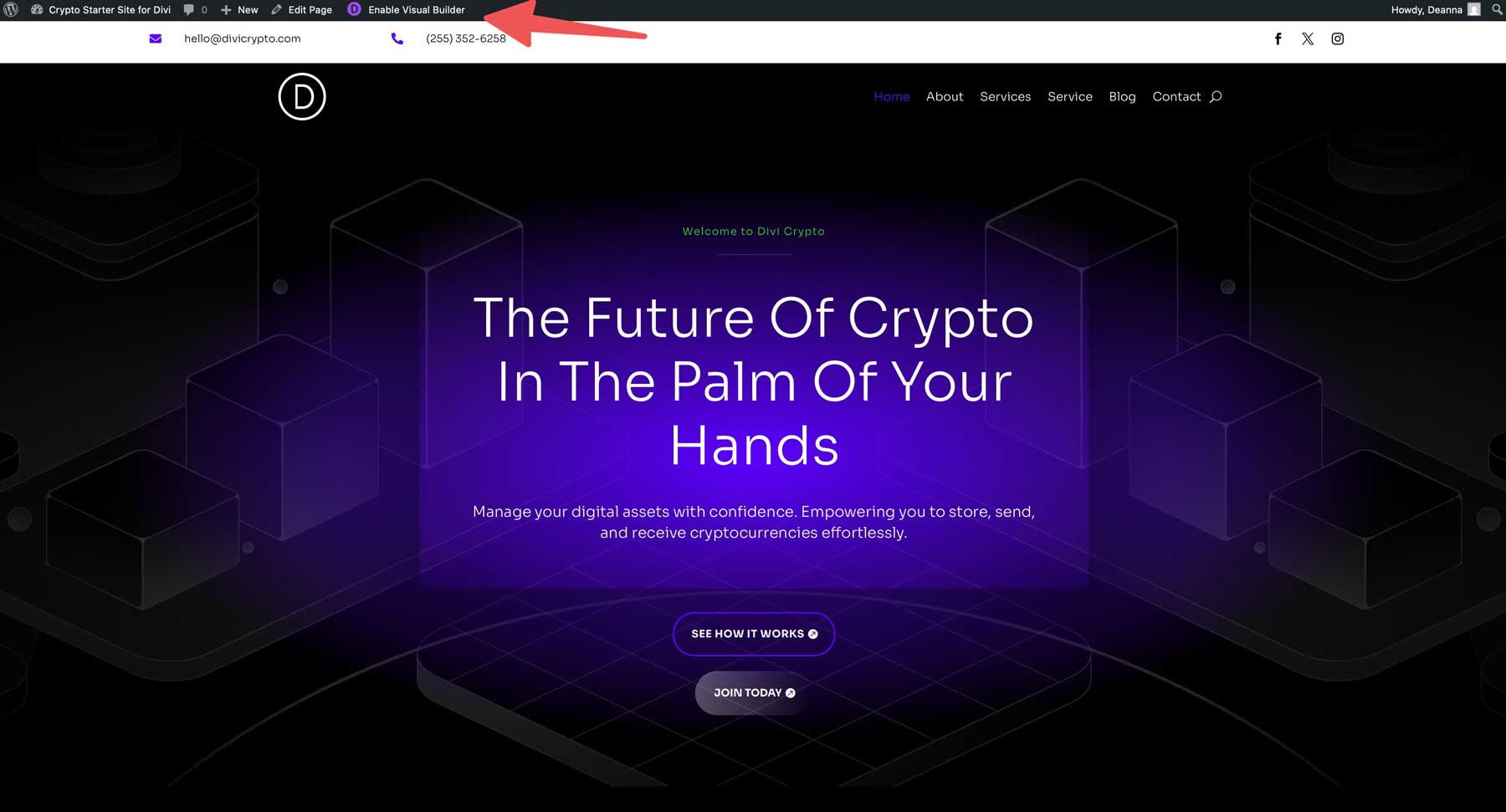 crypto starter site for Divi