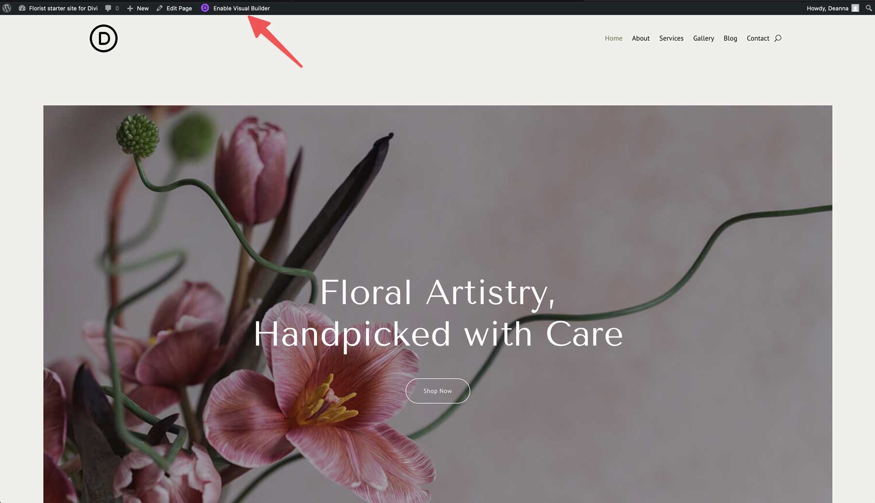 florist starter site for Divi