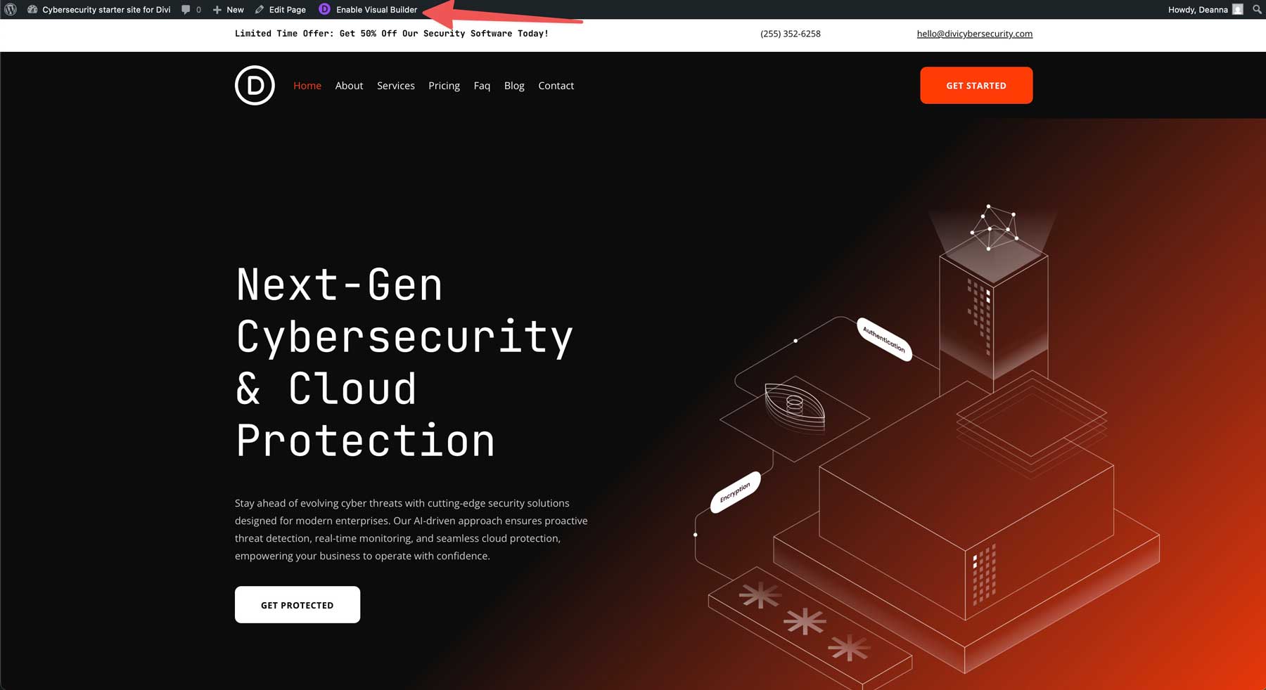 cybersecurity starter site for Divi