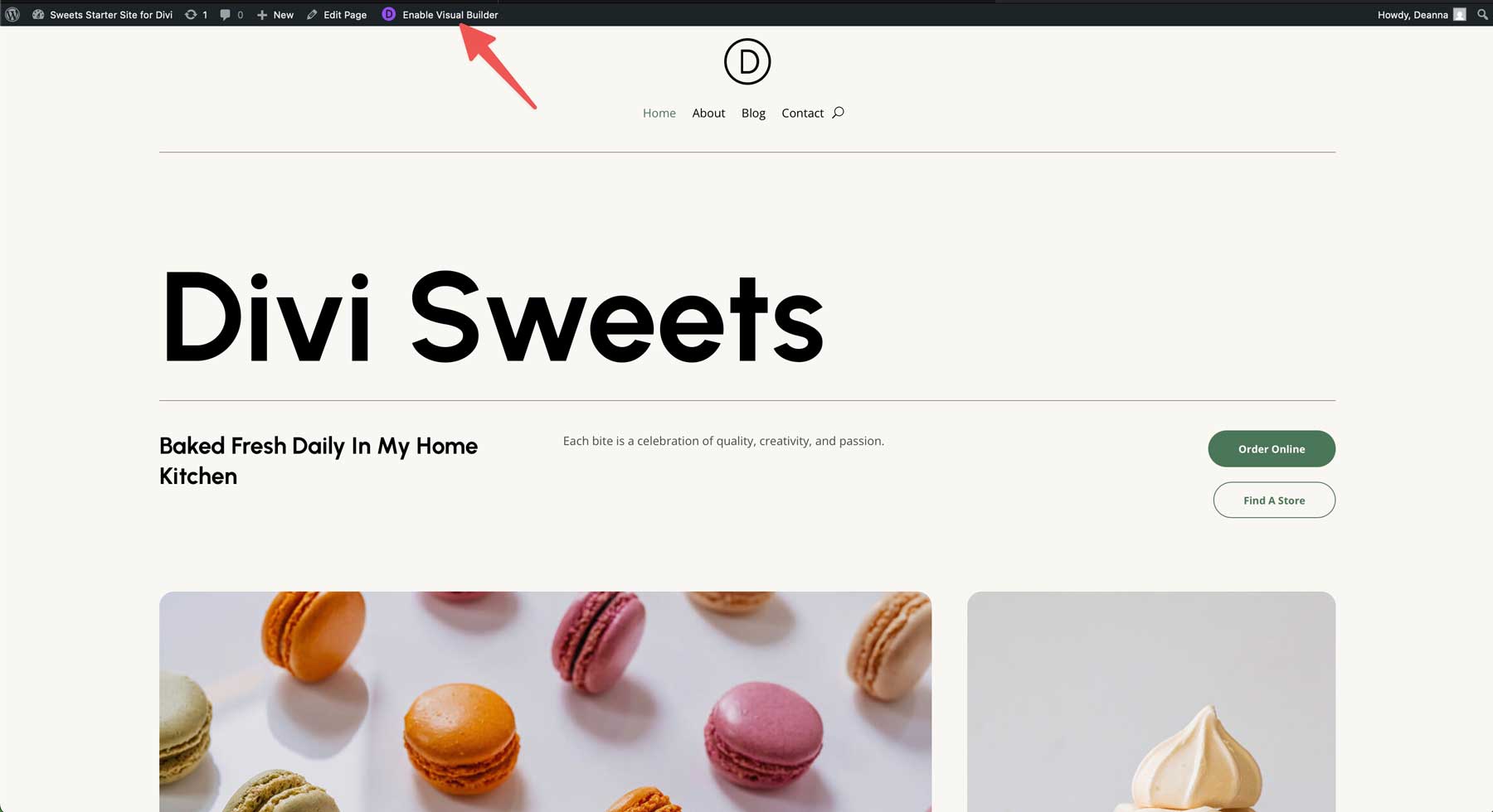 sweets starter site for Divi