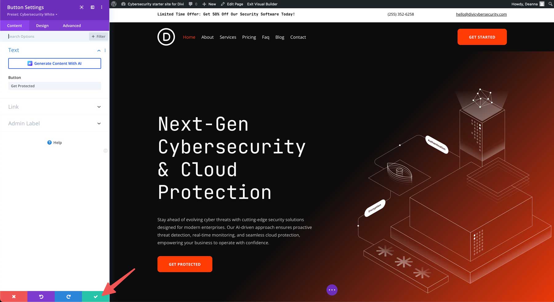 cybersecurity starter site for Divi