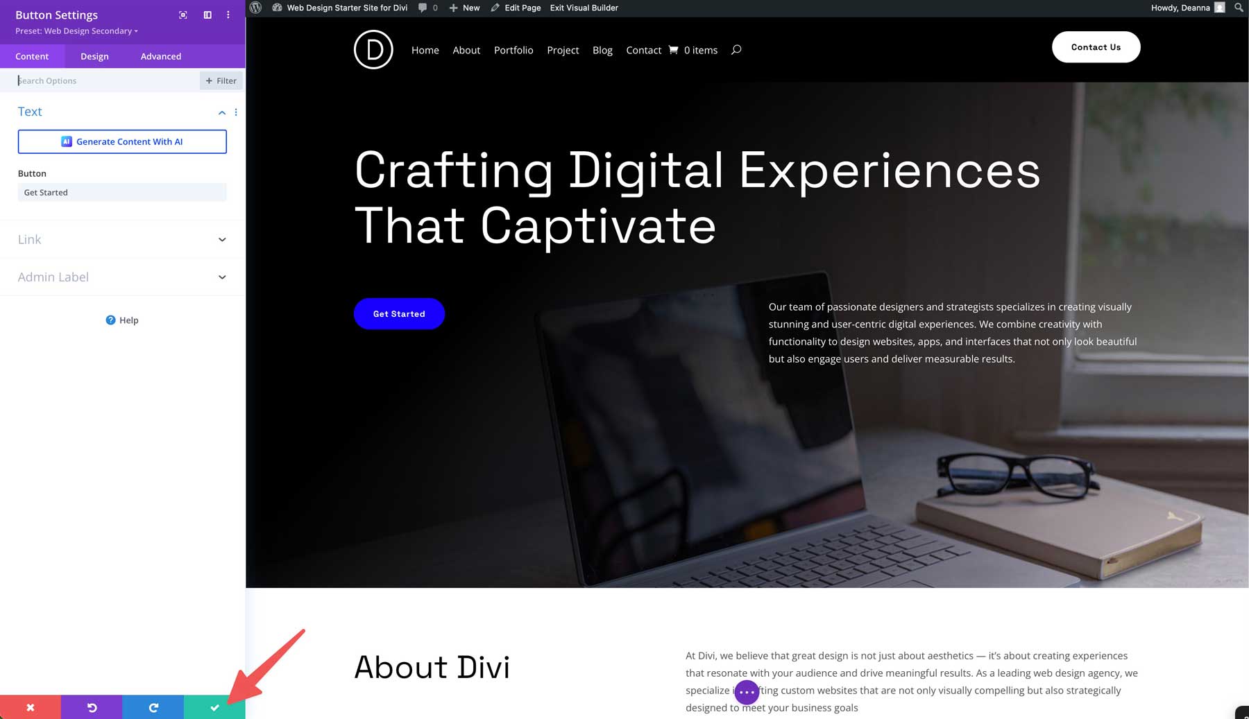 Web Design starter site for Divi