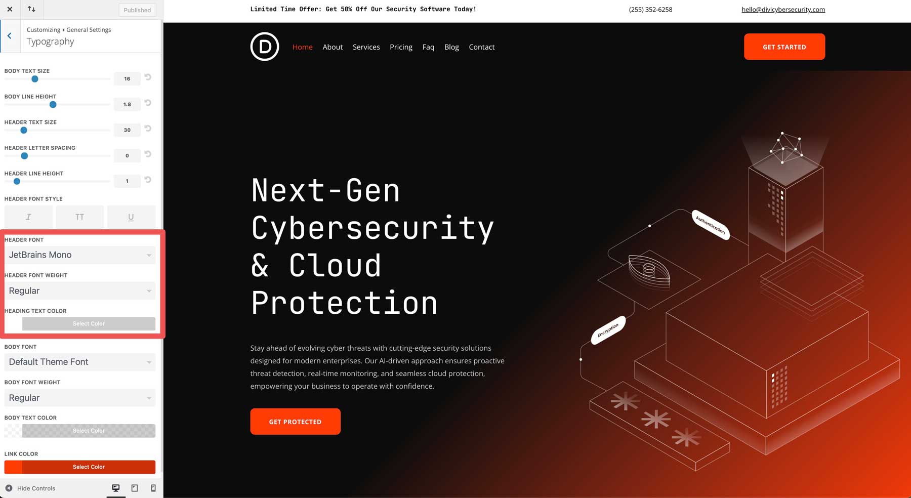 cybersecurity starter site for Divi