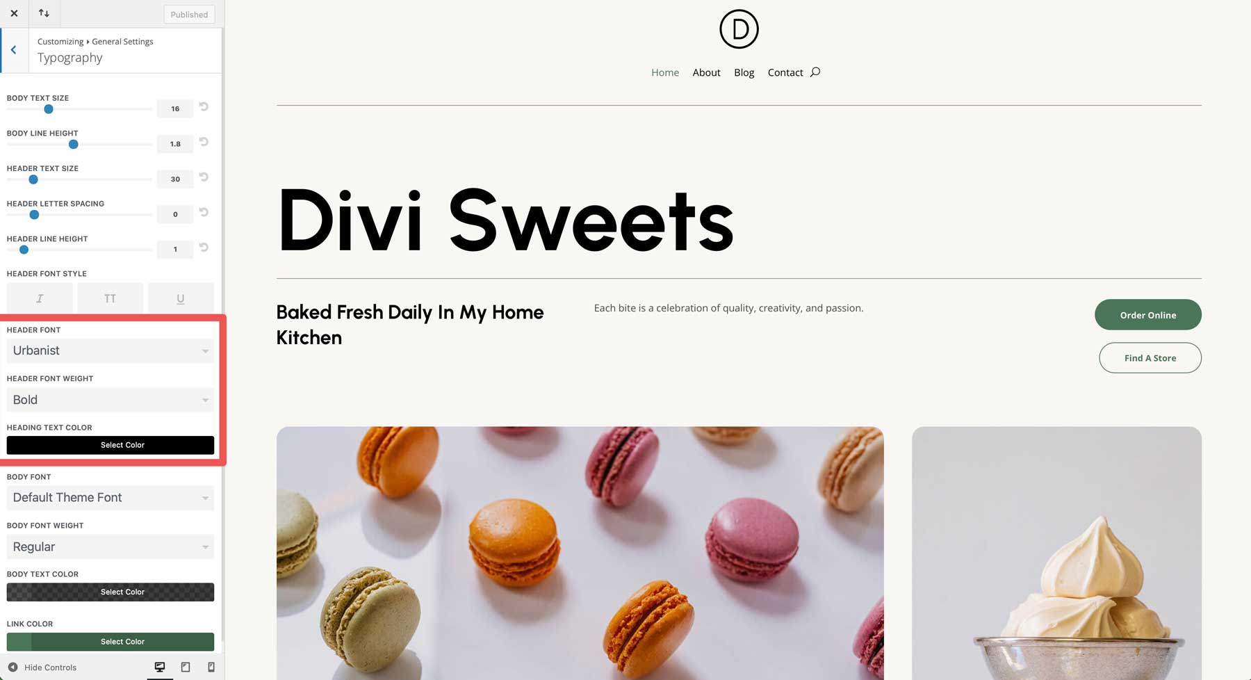 sweets starter site for Divi