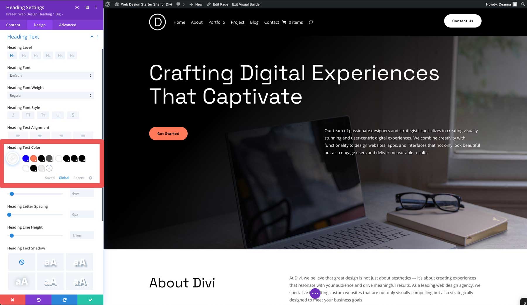 Web Design starter site for Divi