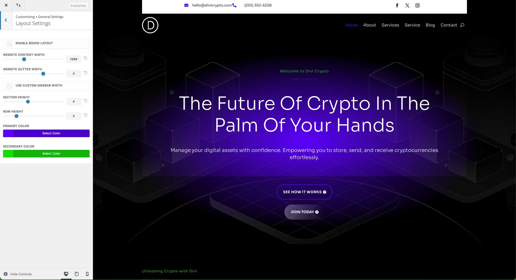 crypto starter site for Divi