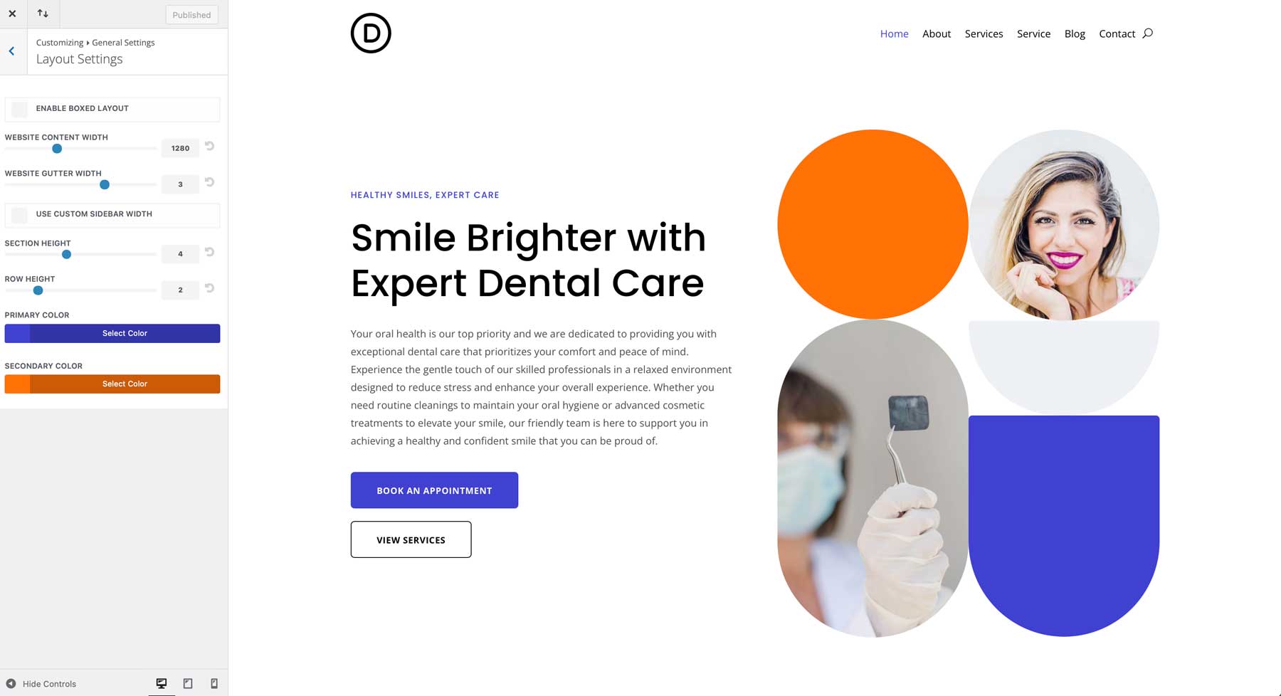 Dentist starter site for Divi