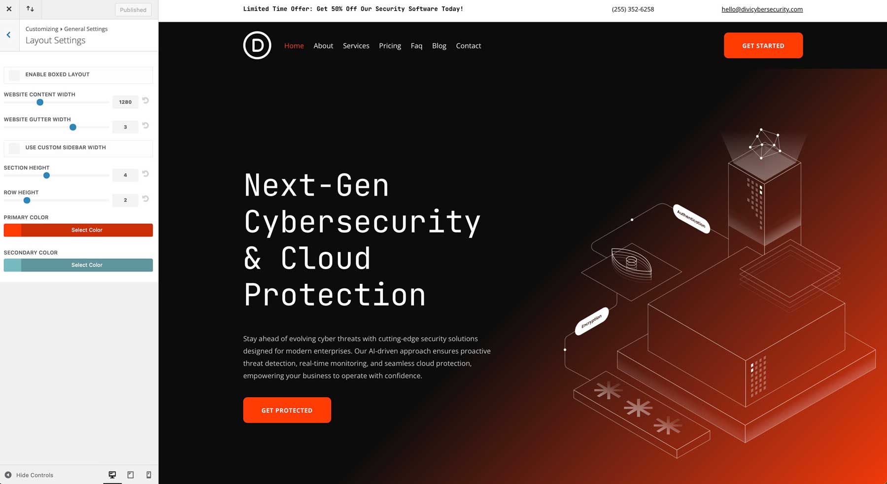 cybersecurity starter site for Divi