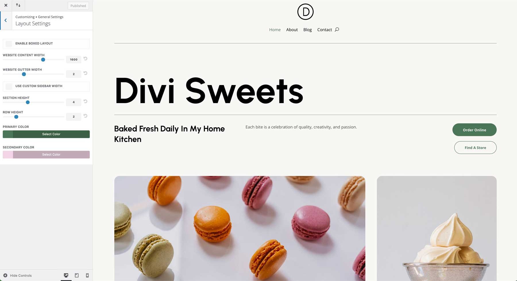 sweets starter site for Divi