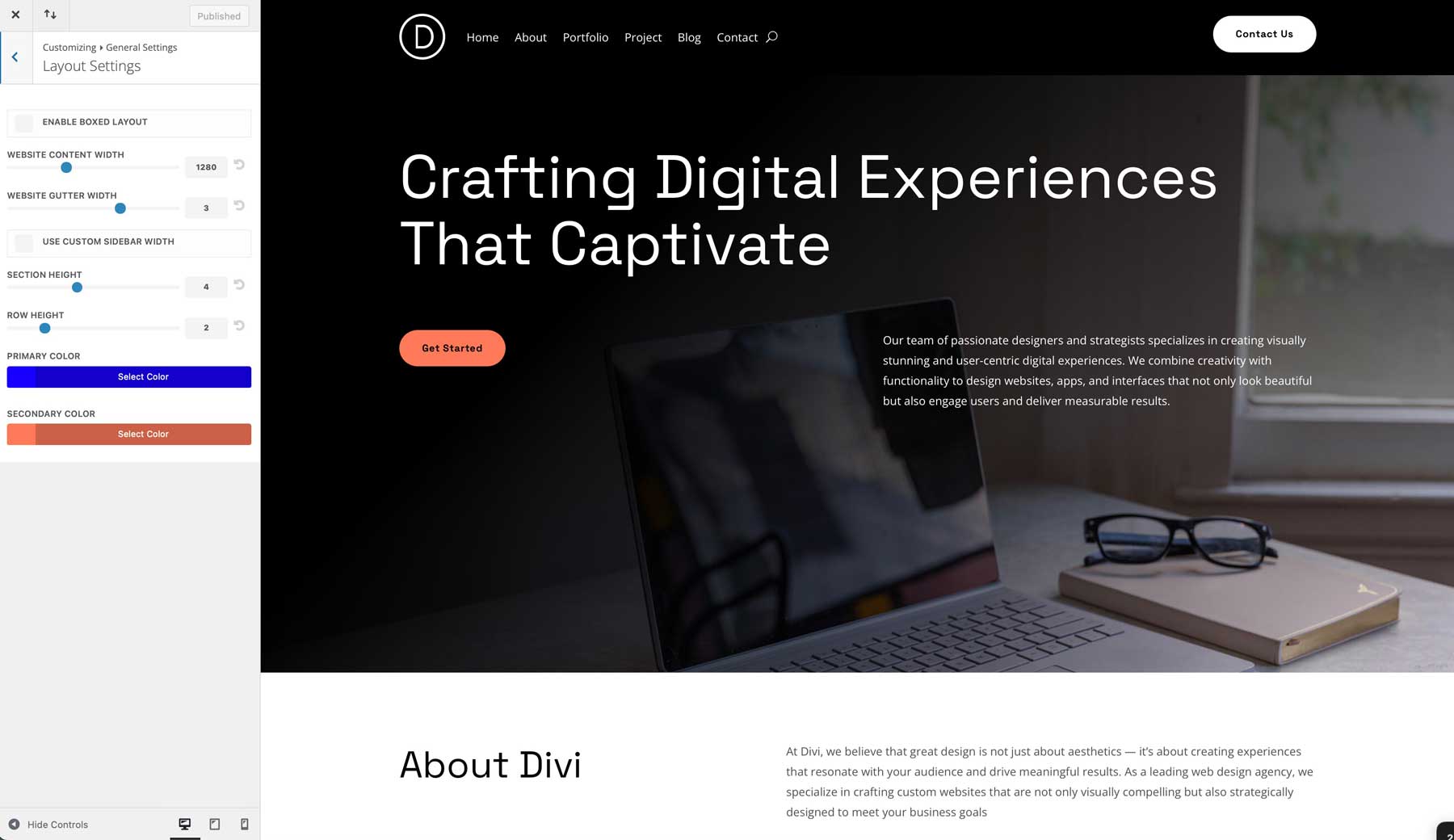 Web Design starter site for Divi