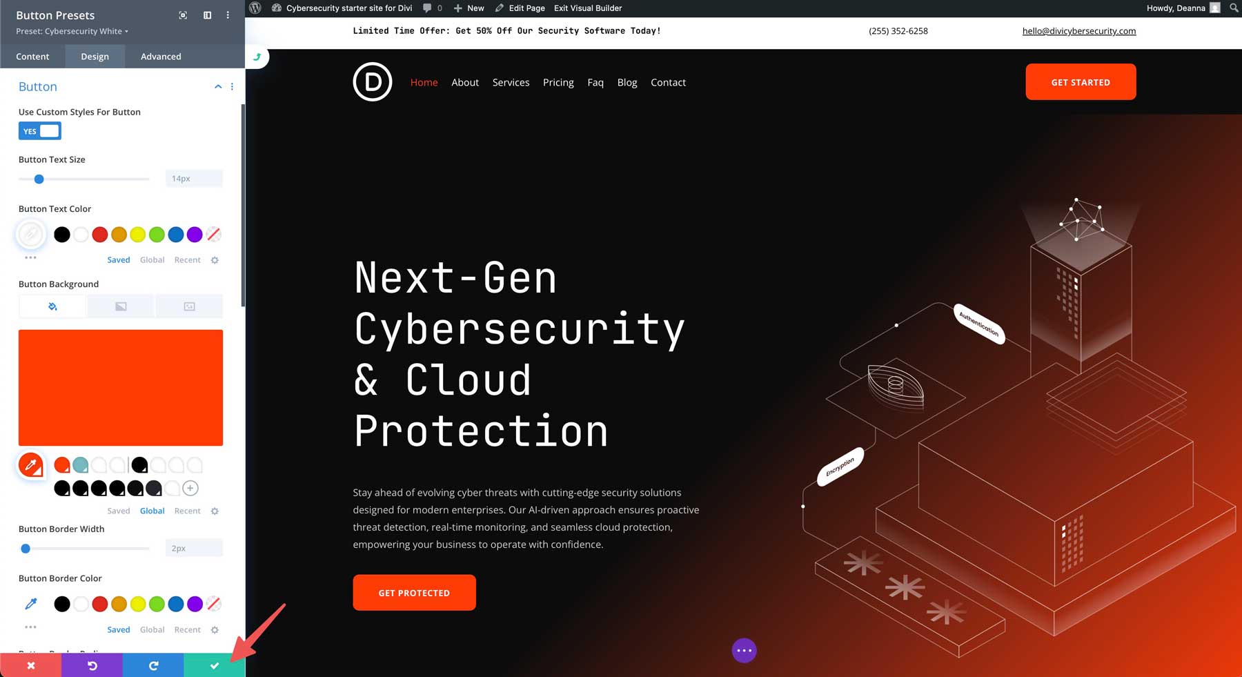 cybersecurity starter site for Divi