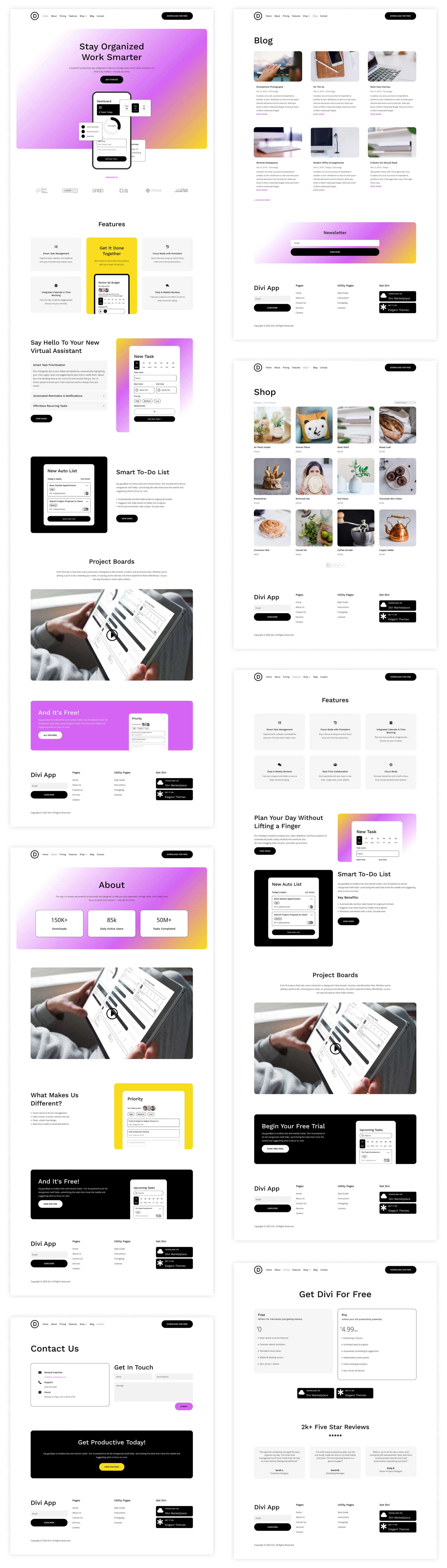 mobile app starter site for Divi