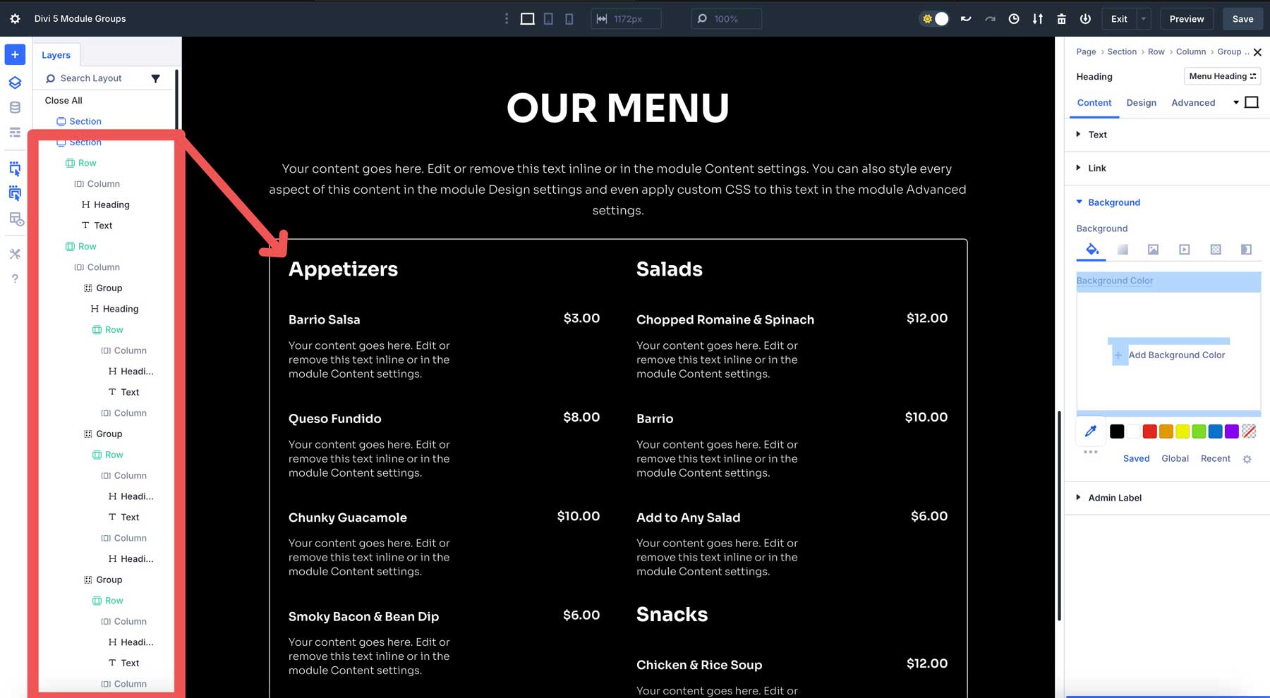 Module Groups in Divi 5