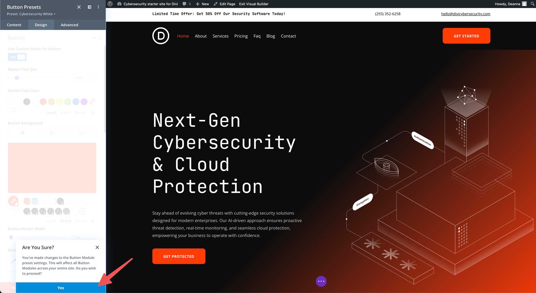 cybersecurity starter site for Divi