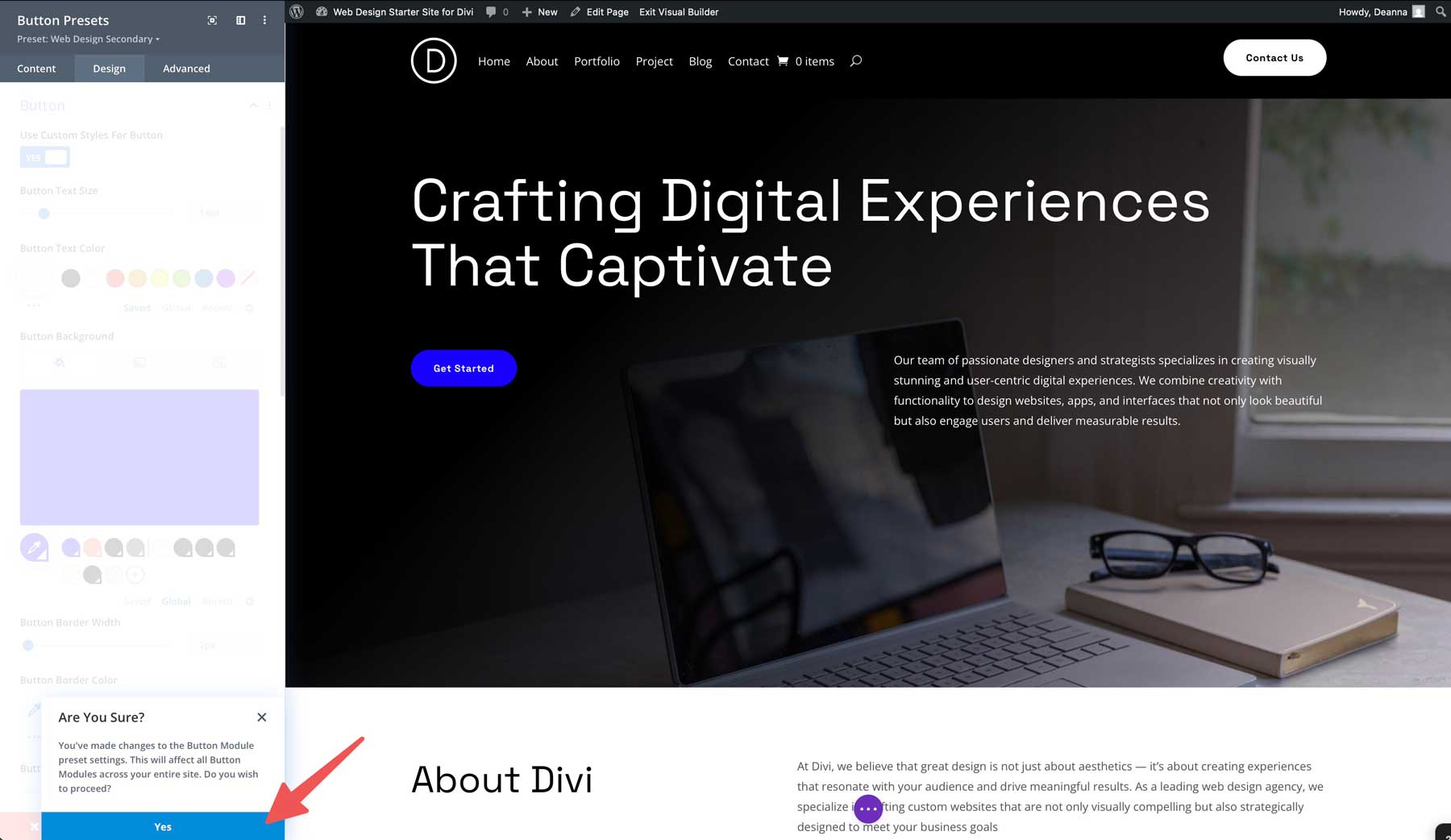 Web Design starter site for Divi
