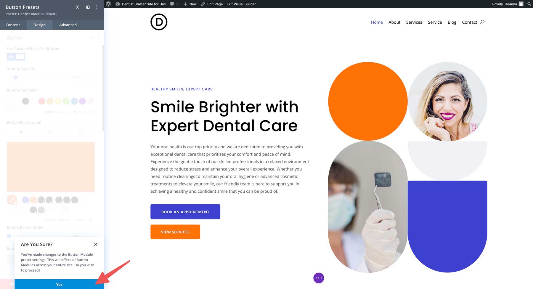 Dentist starter site for Divi