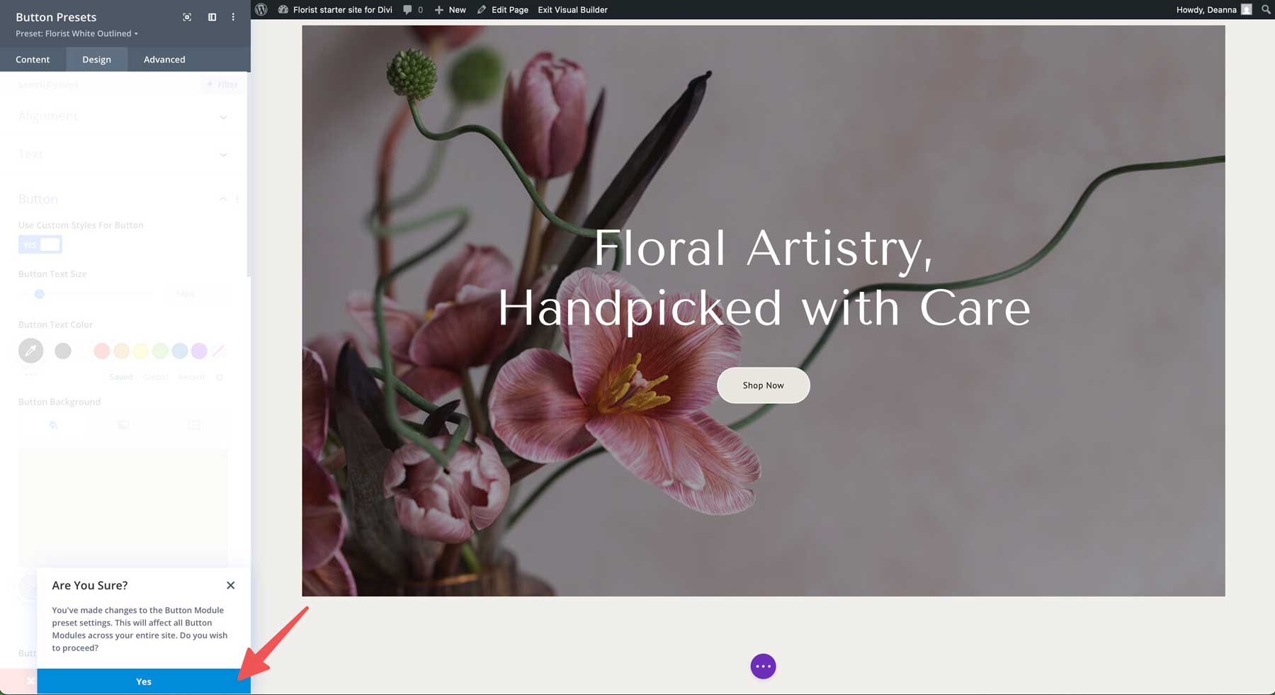 florist starter site for Divi