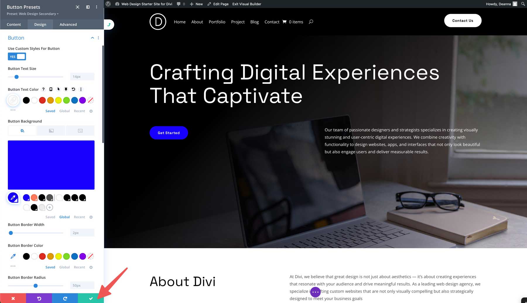 Web Design starter site for Divi