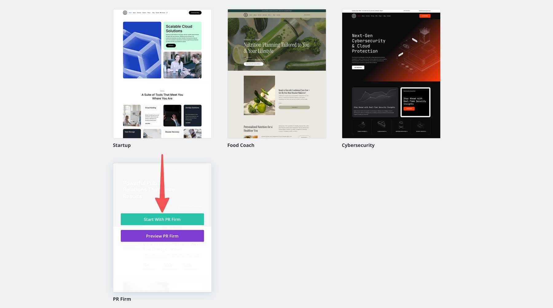 PR Firm starter site for Divi