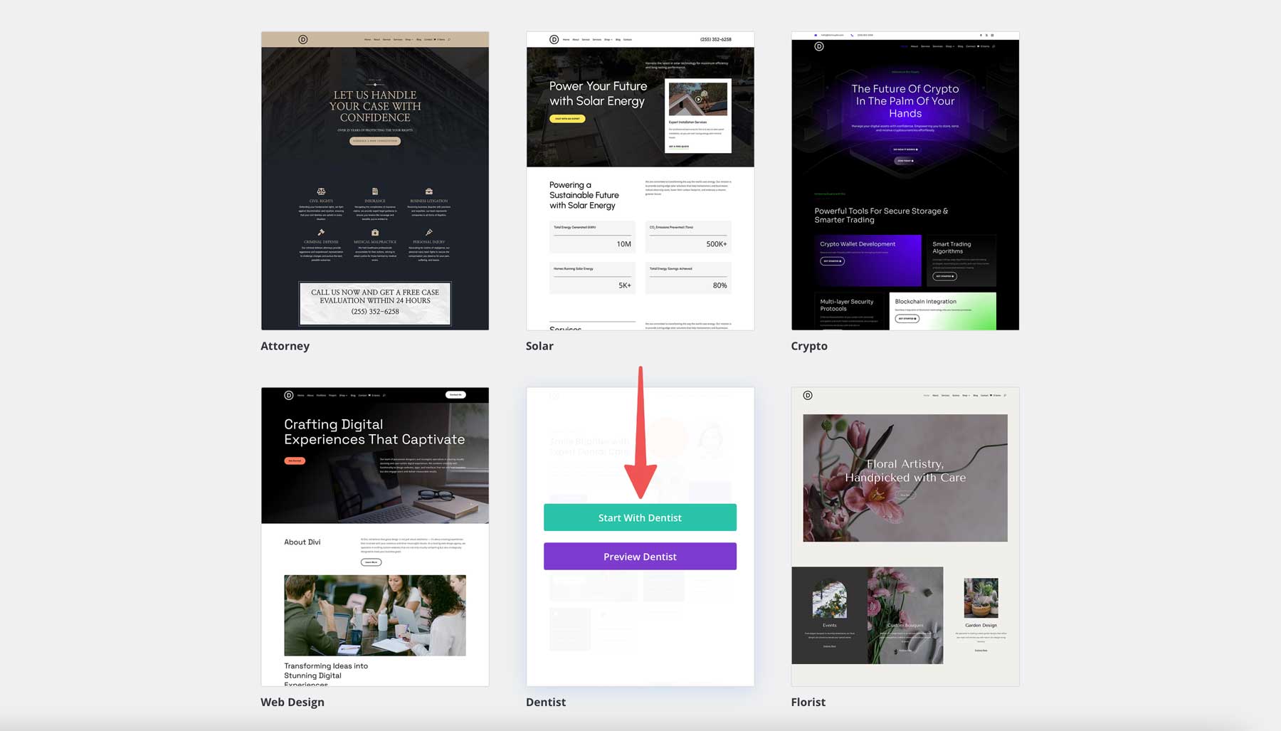 Dentist starter site for Divi