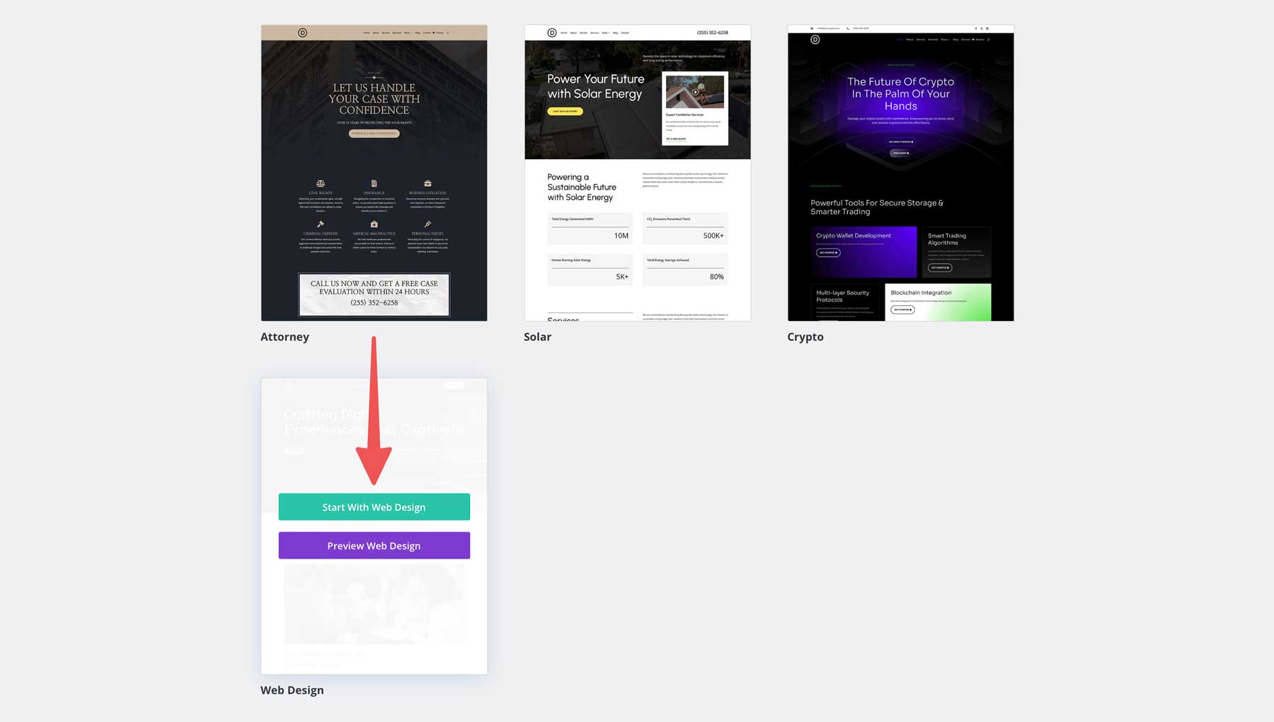 Web Design starter site for Divi