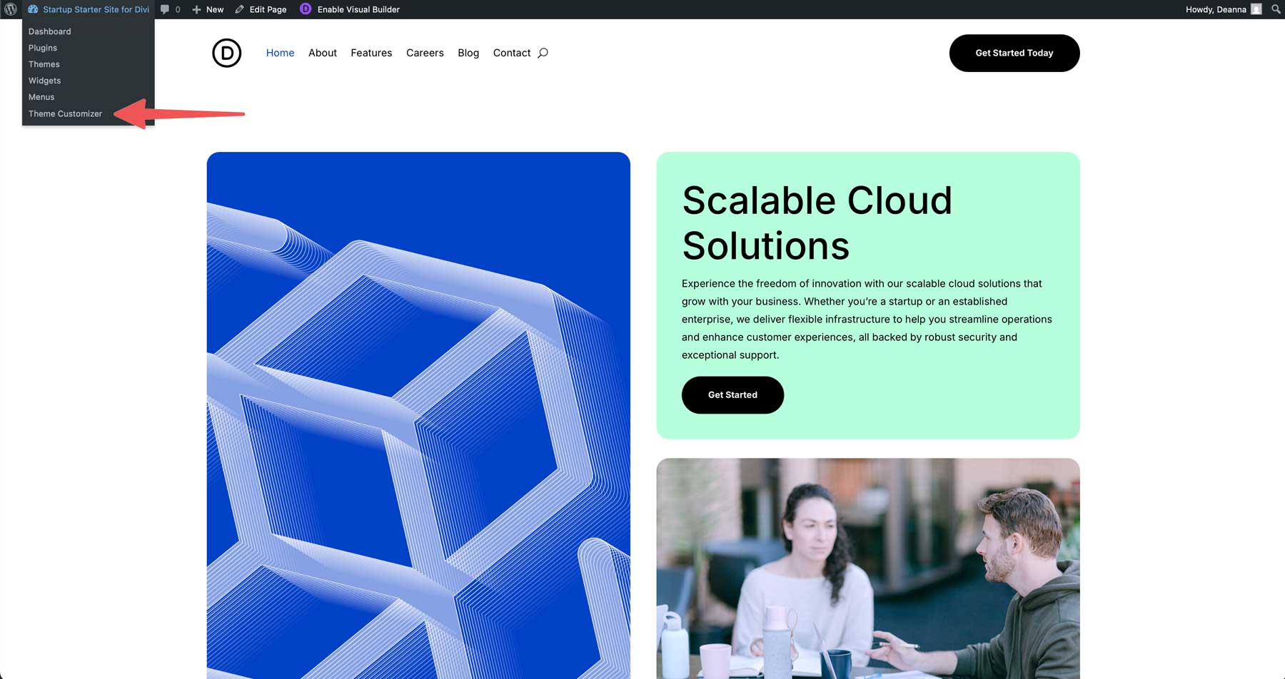 startup starter site for Divi