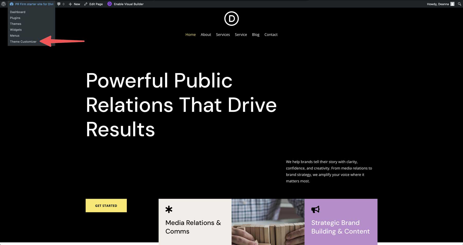 PR Firm starter site for Divi