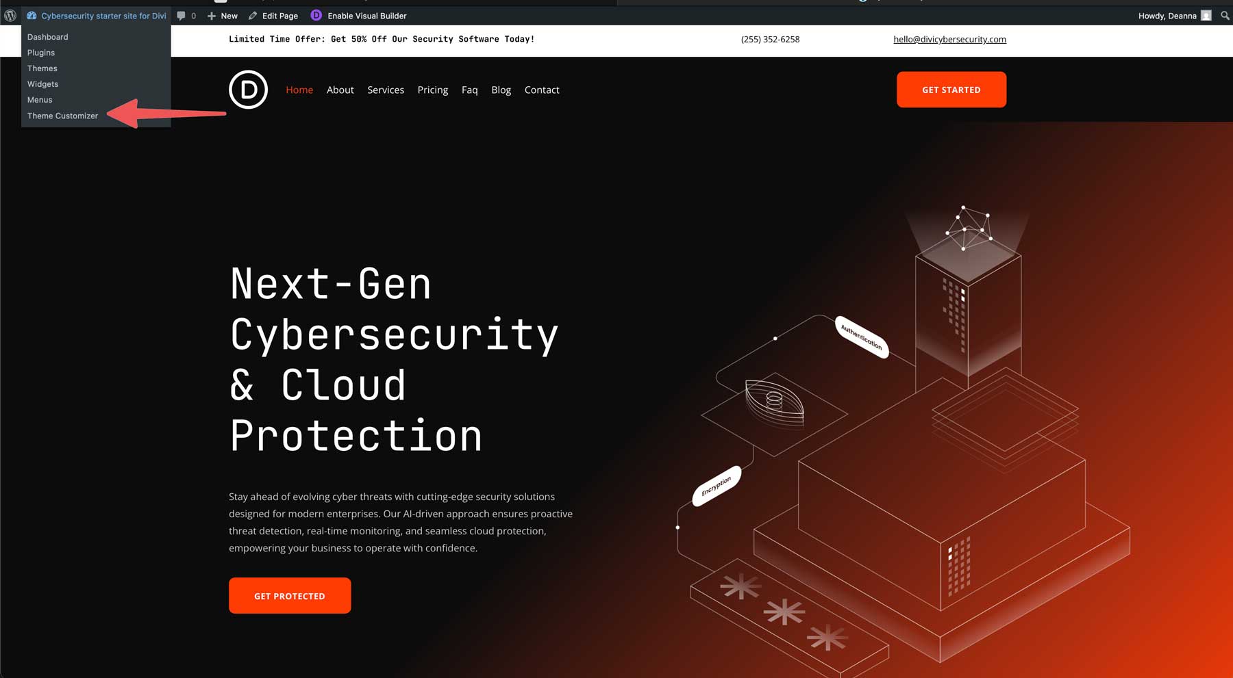 cybersecurity starter site for Divi