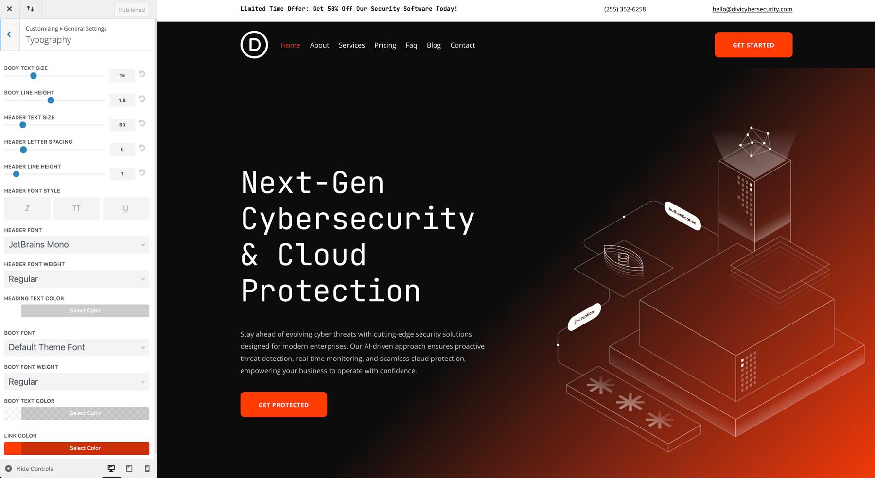 cybersecurity starter site for Divi