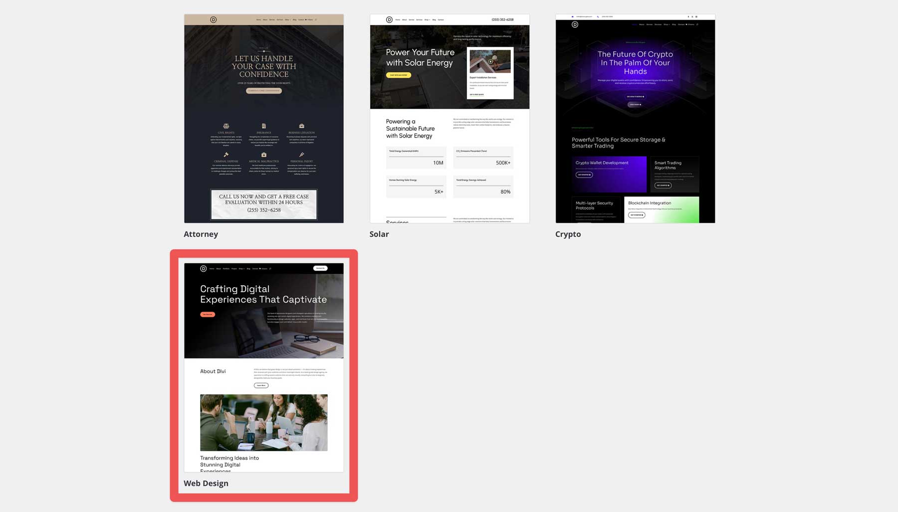 Web Design starter site for Divi