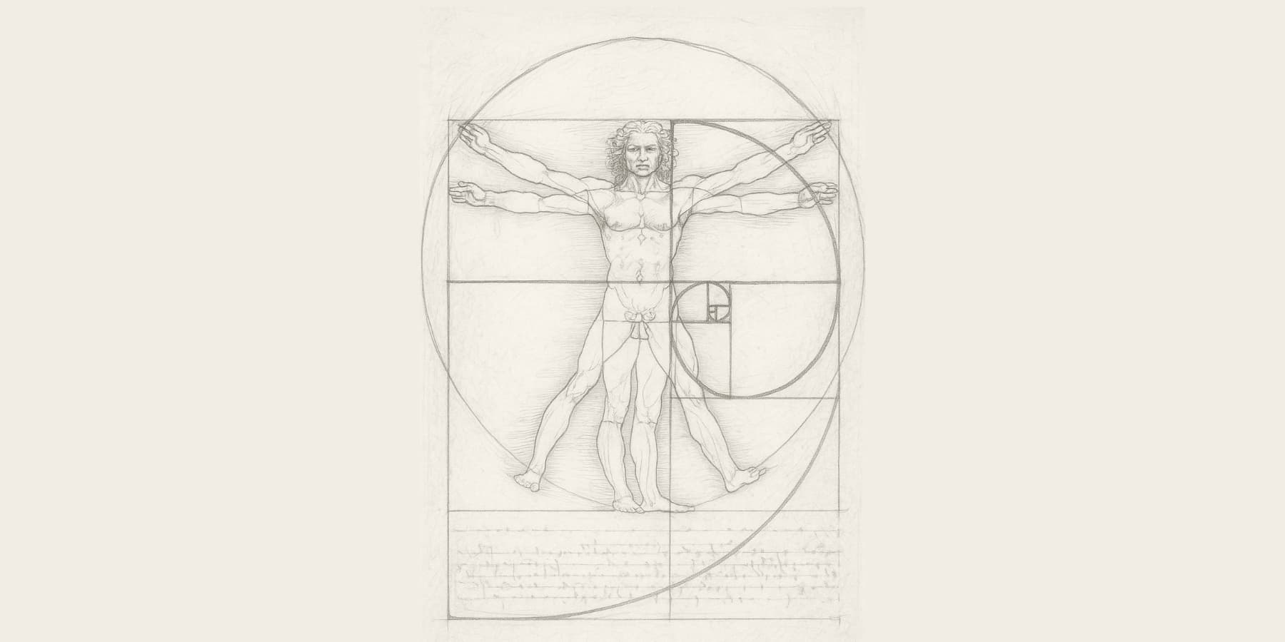 A visual presentation of Fibonacci sequences on Vitruvian Man (A representation)