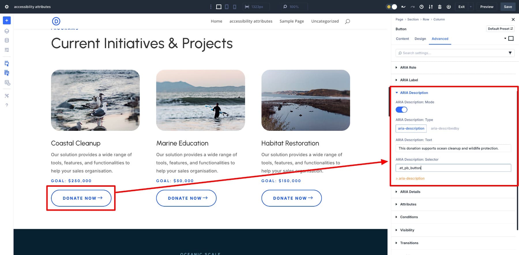 ARIA description button example