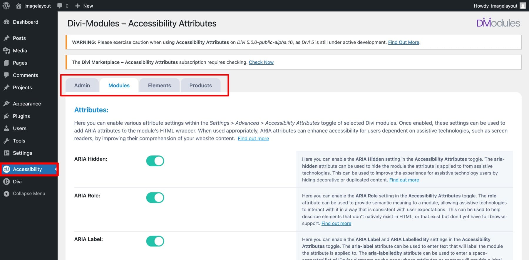 accessibility attributes dashboard walkthrough