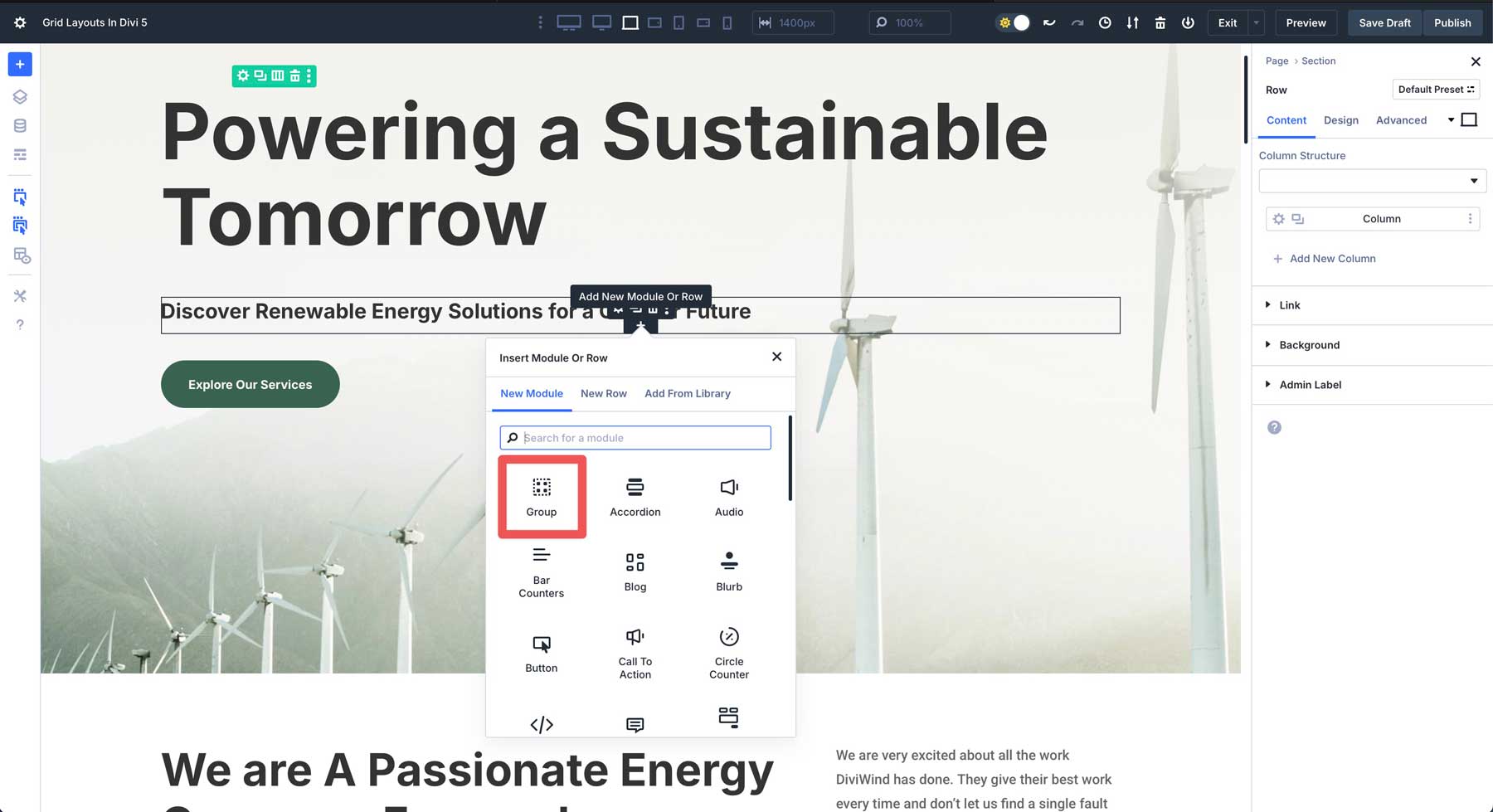 Divi 5 Module Groups